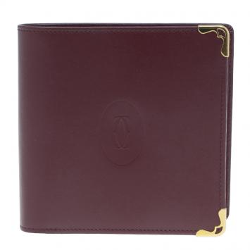 Pre Owned Cartier Burgundy Calfskin Must De Cartier Wallet