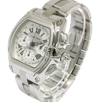 Pre Owned Cartier Silver Stainless Steel Roadster Men's Wristwatch 42MM