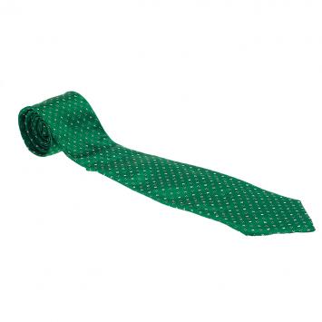 Pre Owned CH Carolina Herrera Green Polka Dot Silk Tie