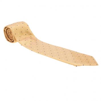 Pre Owned CH Carolina Herrera Yellow Polka Dot Silk Tie