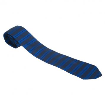 Pre Owned CH Carolina Herrera Blue Striped Silk Tie