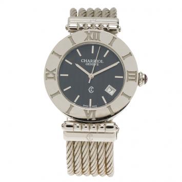 Pre Owned Phillipe Charriol Black Stainless Steel Alexandre Men's Wristwatch 36MM