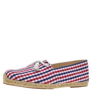 Pre Owned Christian Louboutin Vichy Papiounet Bow Espadrilles Size 44