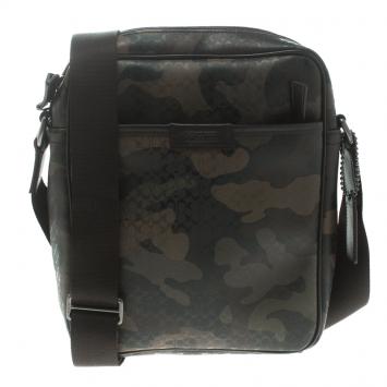 Pre Owned Coach Camouflage PVC Heritage Crossbody Bag