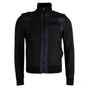 Pre Owned D&G Black Leather Trim Bomber Jacket S
