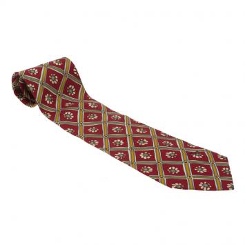Pre Owned Dior Red Floral Print Silk Tie
