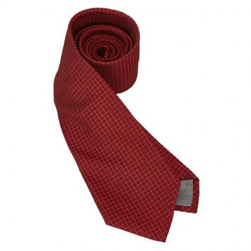 Pre Owned Dior Red Woven Check Silk Tie