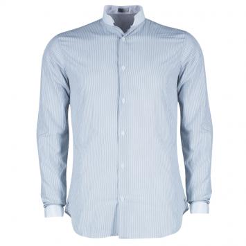 Pre Owned Dior Men's Gray Striped Contrast Collar Shirt S