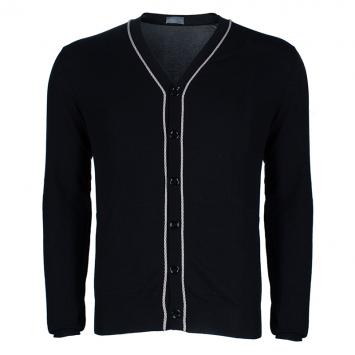 Pre Owned Dior Men's Black Contrast Piping Cardigan M