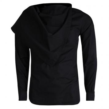 Pre Owned Dior Black Cotton Asymmetric Cape Collar Detail Shirt S