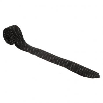 Pre Owned Dolce and Gabbana Black Polka Dot Silk Skinny Tie