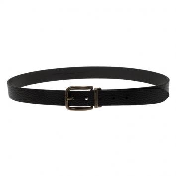 Pre Owned Dolce and Gabbana Black Pebbled Leather Classic Belt 90CM