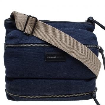 Pre Owned Dolce and Gabbana Navy Blue Canvas Messenger Bag
