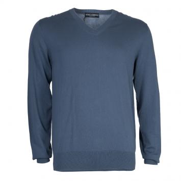 Pre Owned Dolce and Gabbana Grey V-Neck Sweater L