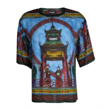 مملوكة مسبقًا Dolce And Gabbana Multicolor Printed Linen T-Shirt XXL