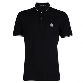 Pre Owned Dolce And Gabbana Black Knit Polo T-Shirt M