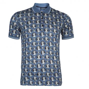 Pre Owned Dolce and Gabbana Grey Marilyn Monroe Print Polo Shirt M