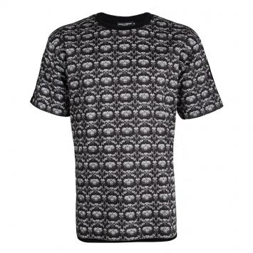 Pre Owned Dolce and Gabbana Black Bee and Crown Print Crew Neck T-Shirt XL