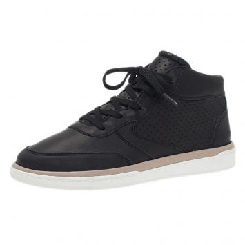 Pre Owned Dolce and Gabbana Black Leather High Top Sneakers Size 40.5