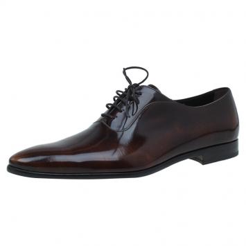 Pre Owned Dolce and Gabbana Brown Leather Lace Up Oxfords Size Size 42