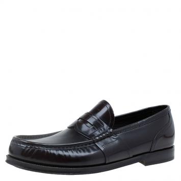 Pre Owned Dolce and Gabbana Brown Leather Penny Loafers Size 42