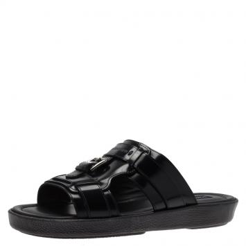مملوكة مسبقًا Dolce and Gabbana Black Leather Buckle Sandals Size 43