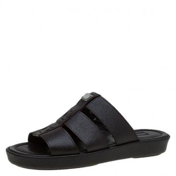 Pre Owned Dolce and Gabbana Brown Leather Multi Strap Sandals Size 42