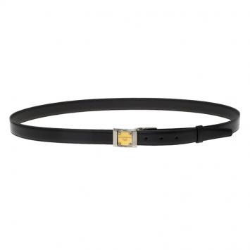 Pre Owned Dolce and Gabbana Black Leather Classic Reversible Buckle Belt 110CM