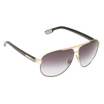 Pre Owned Dolce and Gabbana Black and Rose Gold Tone DG2099 Aviator Sunglasses
