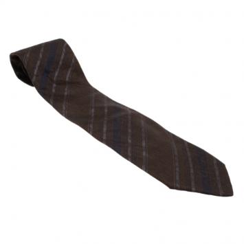 Pre Owned Dolce and Gabbana Brown Striped Silk Tie