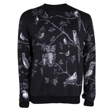 Pre Owned Dolce and Gabbana Black Bird Print Sweatshirt XXL