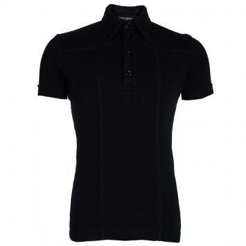 Pre Owned Dolce and Gabbana Men's Black Cotton Polo Shirt L