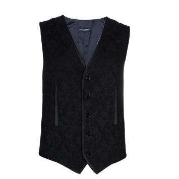 Pre Owned Dolce and Gabbana Black Wool Waistcoat XL
