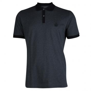 Pre Owned Dolce And Gabbana Grey Knit Contrast Collar Polo T-Shirt M