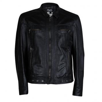 Pre Owned D&G Black Leather Jacket XS