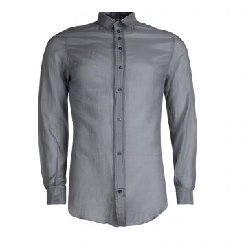 Pre Owned Dolce and Gabbana Grey Cotton Long Sleeve Button Front Shirt M