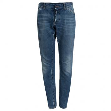 Pre Owned Dolce and Gabbana Indigo Distressed Denim Jeans L