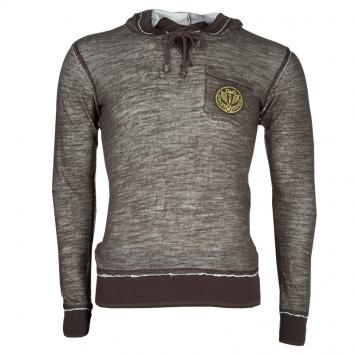 Pre Owned Dolce and Gabbana Khaki Logo Patch Detail Long Sleeve Fitted Hoodie S