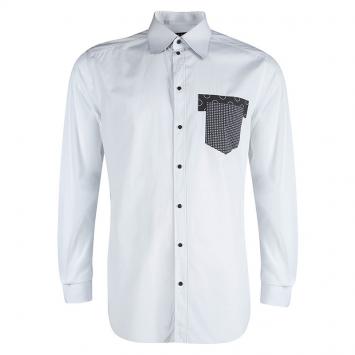 Pre Owned Dolce & Gabbana White Pocket Detail Button Front Shirt XL