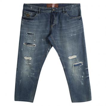 Pre Owned Dolce And Gabbana Indigo Denim Distressed Embroidery Detail Jeans 4XL