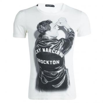 Pre Owned Dolce And Gabbana White Rocky Marciano T-Shirt M