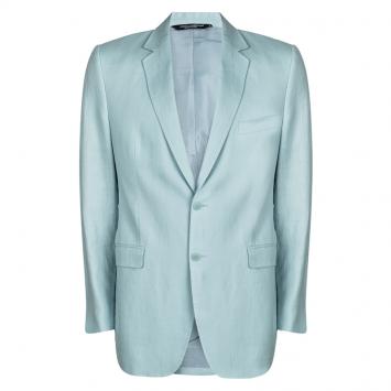 Pre Owned Dolce and Gabbana Powder Blue Linen Blazer XL
