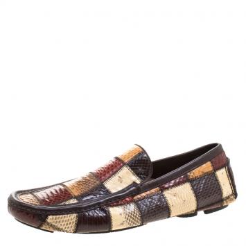 Pre Owned Dolce and Gabbana Multicolor Python Loafers Size 41.5