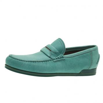 Pre Owned Dolce and Gabbana Green Leather Genova Loafers Size 43 