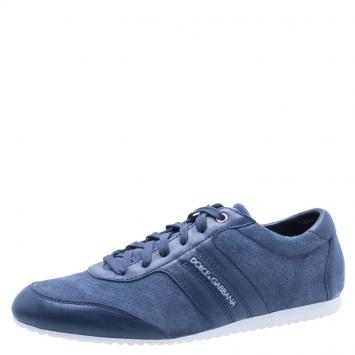 Pre Owned Dolce and Gabbana Two Tone Suede and Leather Sneakers Size 42