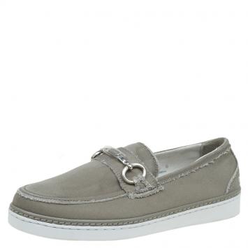 Pre Owned Dolce and Gabbana Fatigue Green Fabric Loafers Size 40