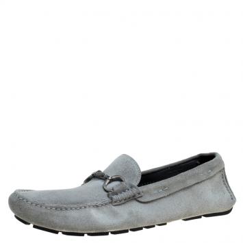 Pre Owned Dolce and Gabbana Grey Suede Boat Moccasins Loafers Size 41