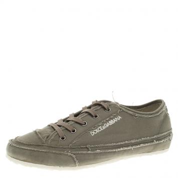 Pre Owned Dolce and Gabbana Grey Canvas Lace Up Sneakers Size 41