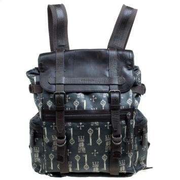 Pre Owned Dolce and Gabbana Brown Coated Canvas and Leather Trimmed Backpack