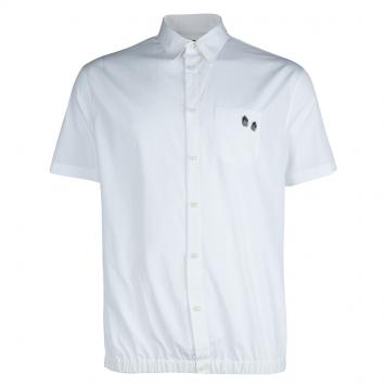 Pre Owned DSquared2 White Cotton Fingerprint Detail Elasticized Waist Short Sleeve Shirt XXL